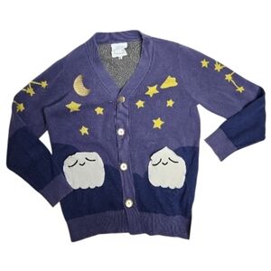 FIVE BOOS Starry Skies ghosts‎ blue kawaii cardigan sweater L
